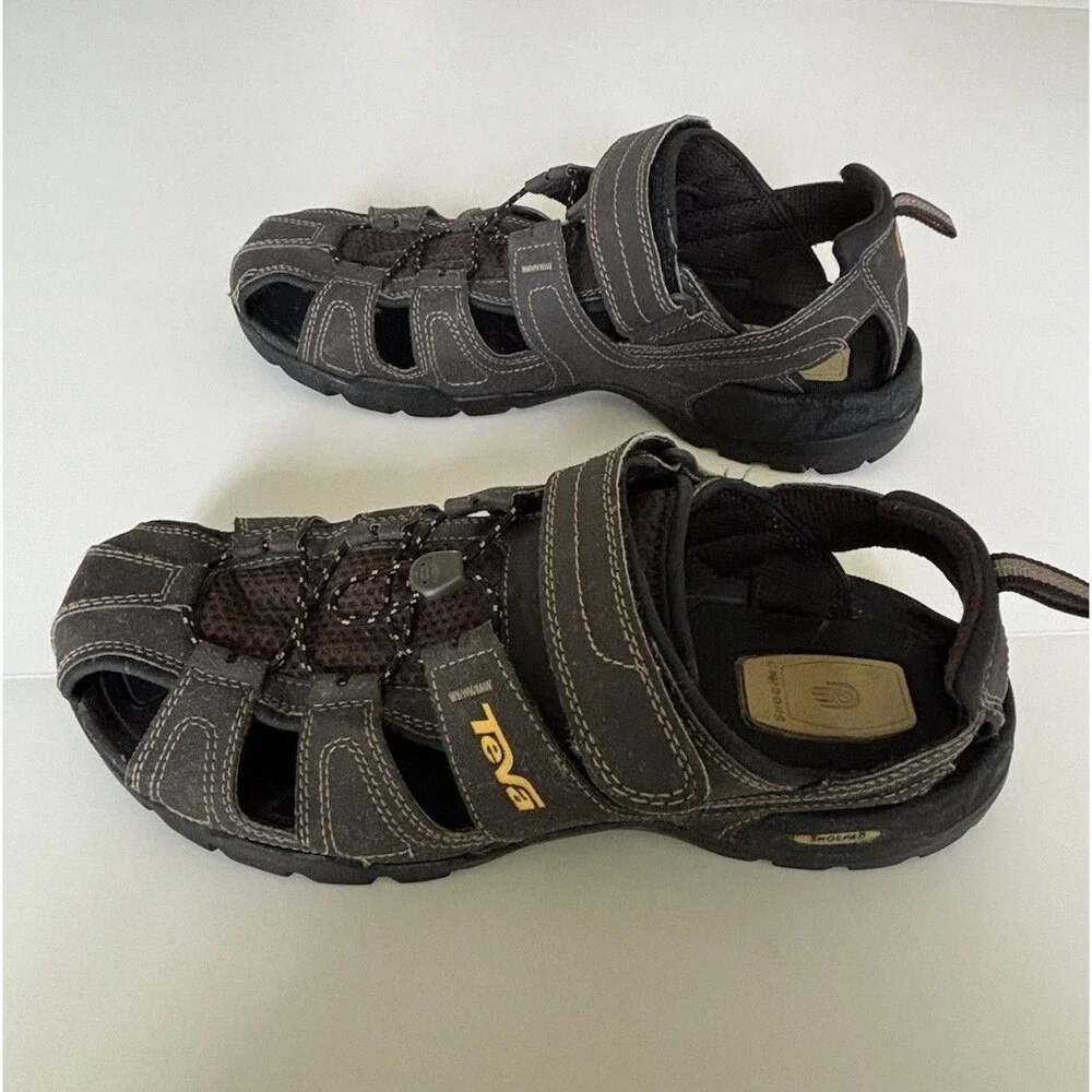 New Teva Men’s Forebay Outdoor Hiking Sandals Closed Toe  Coffee Brown Size 11